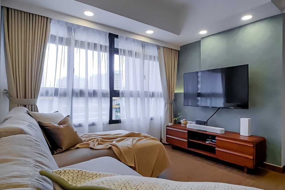 Scandinavian Living Room with TV Console and Sofa