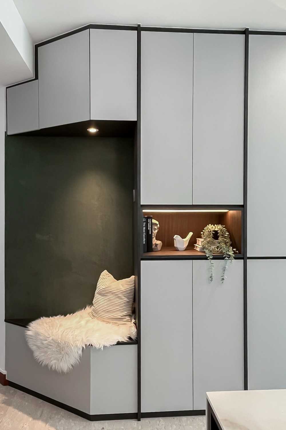 Modern Entryway with Storage Cabinets and Small Storage