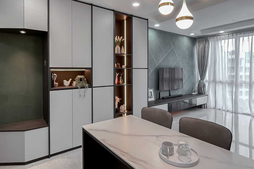 Modern Dining Room with Ceiling Light and Dining Table