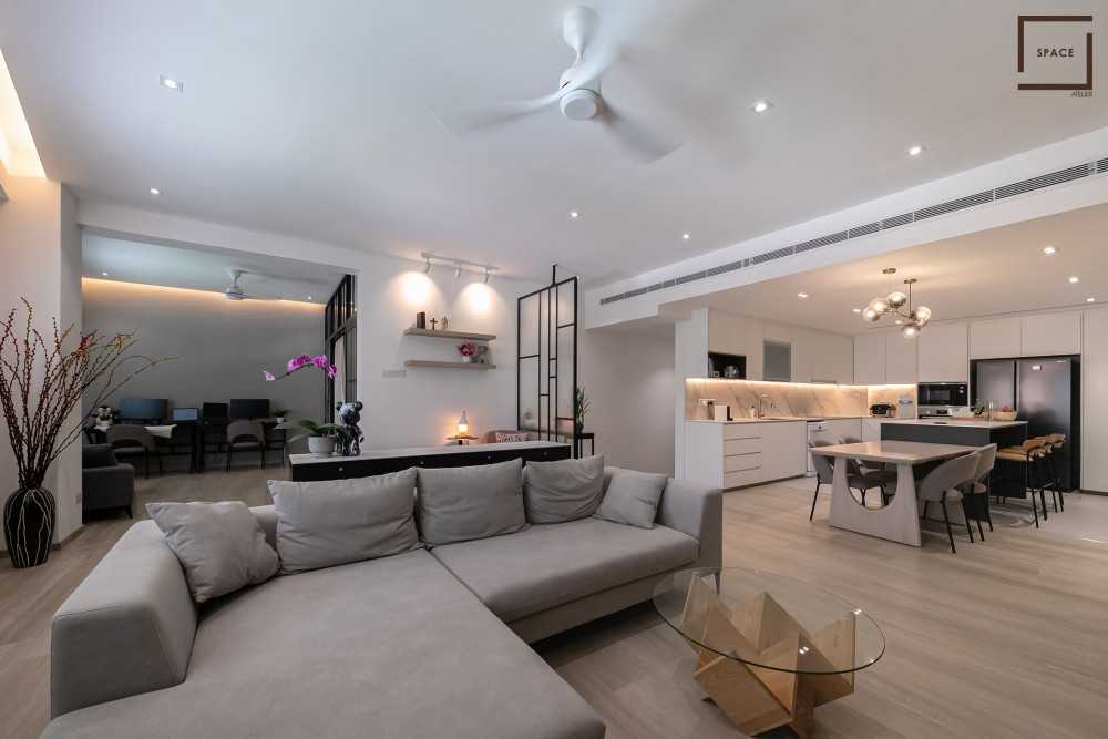 Minimalist Living Room with Vinyl Flooring and TV Console