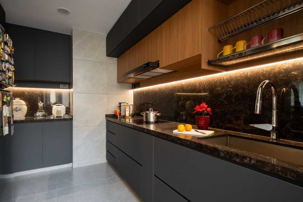 Modern Kitchen with Countertop and Vinyl Flooring