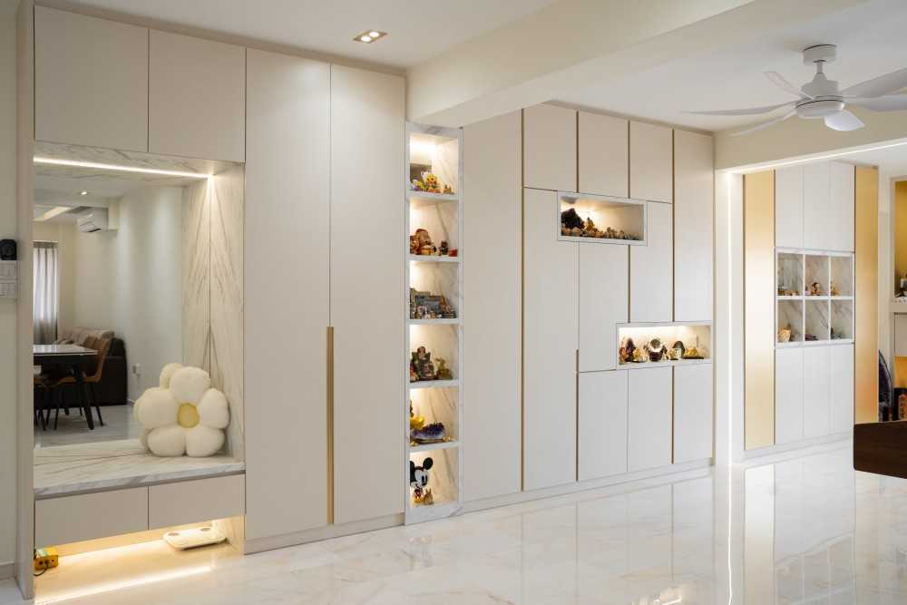 Contemporary Living Room with Vinyl Flooring and TV Console