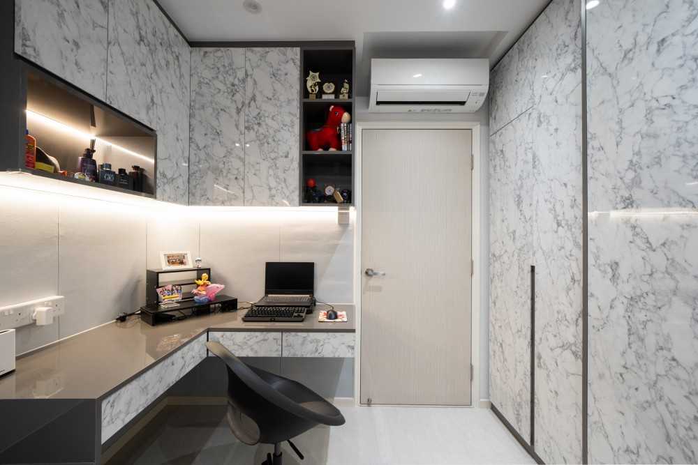 Contemporary Study with Desk and Desk Chairs