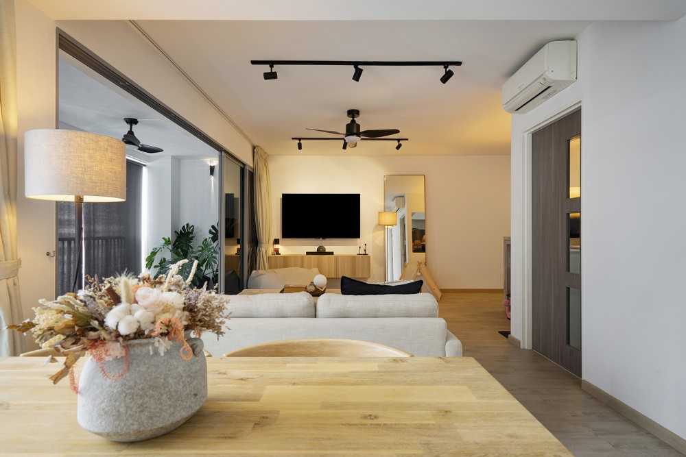 Contemporary Living Room with TV Console and Sofa
