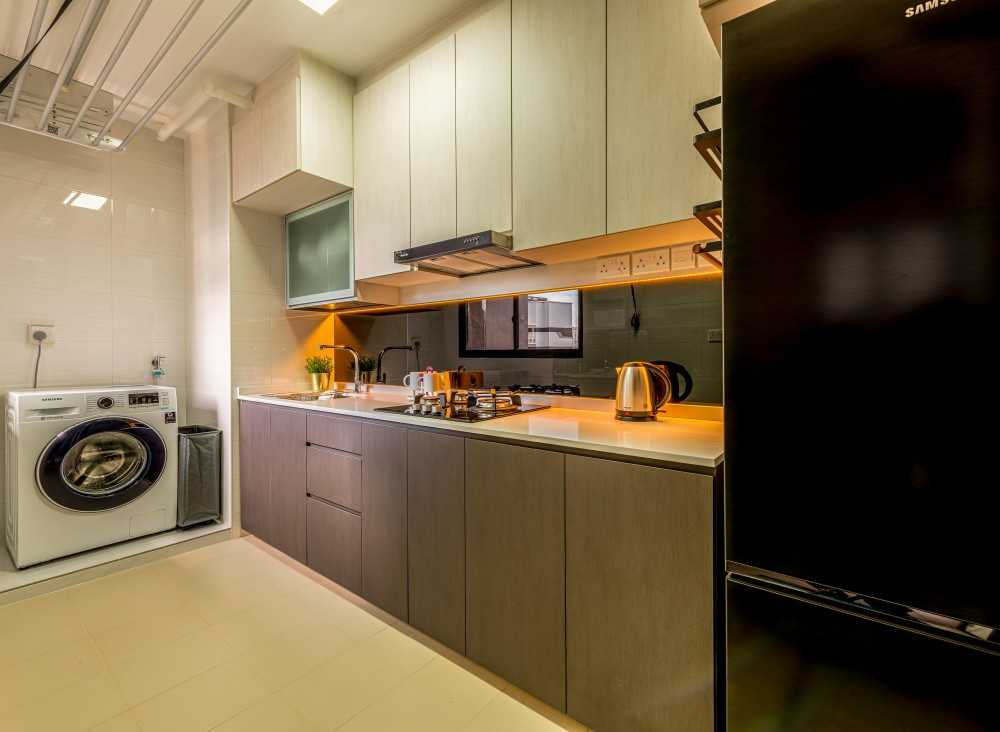 Modern Kitchen with Washing Machine and Kitchen Accessories
