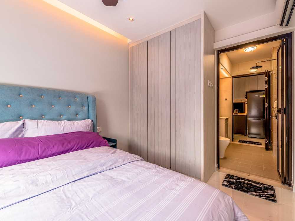 Modern Bedroom with Ceiling Light and Wardrobe