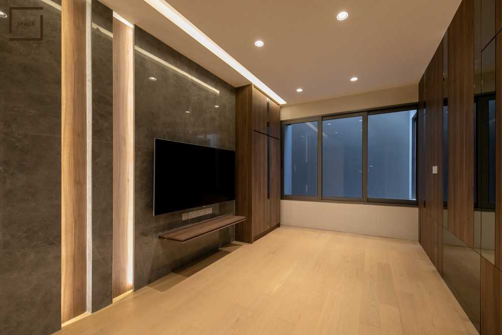 Contemporary Home Theatre with TV Console and TV