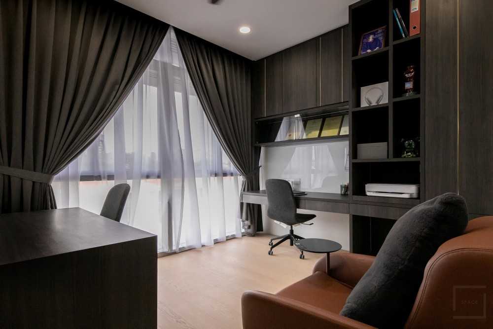Contemporary Home Office with Desk and Desk Chairs