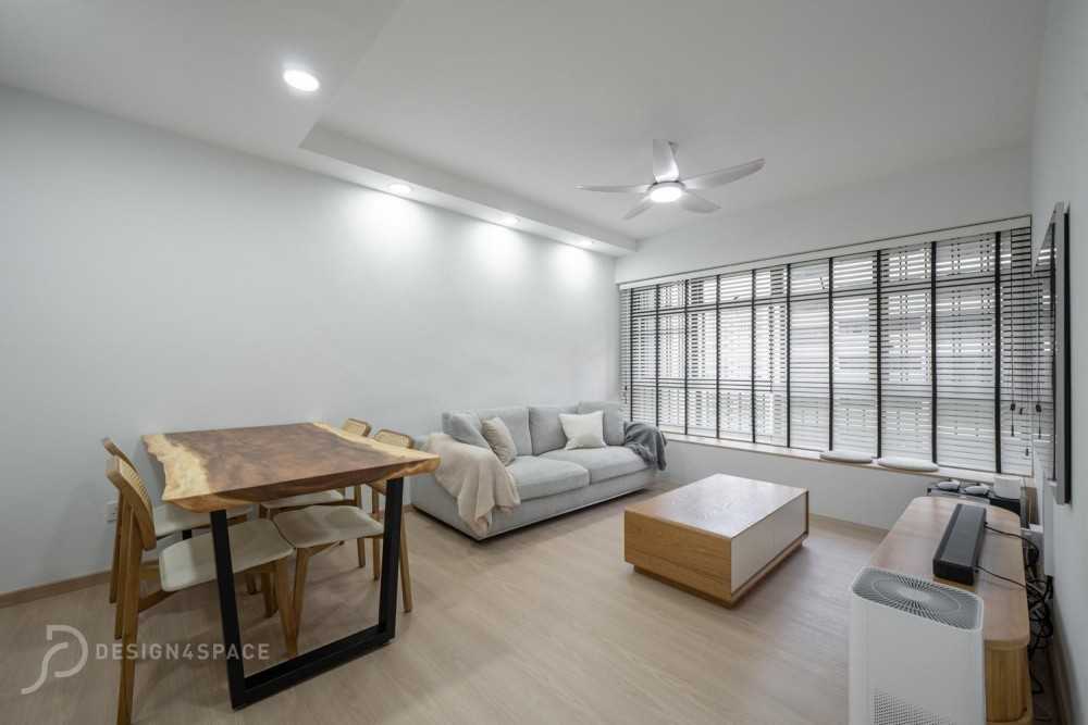 Scandinavian Living Room with TV Console and Feature Wall