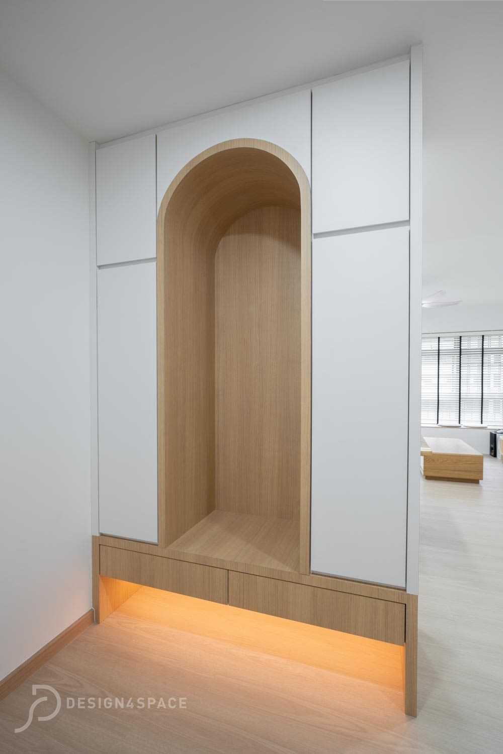 Scandinavian Entryway with Seating Bench and Shoe Rack