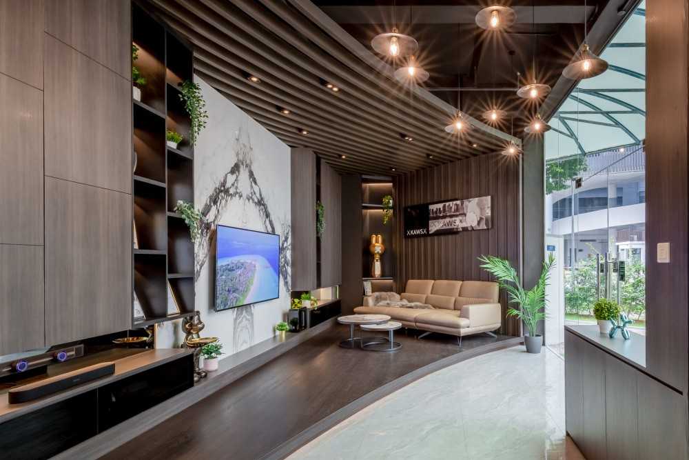 Modern Showroom with TV Console and Wardrobe