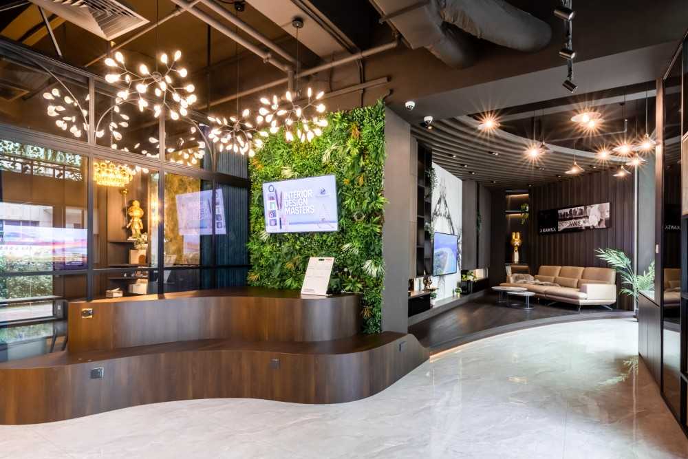 Modern Showroom with Marble Floor and Downlights