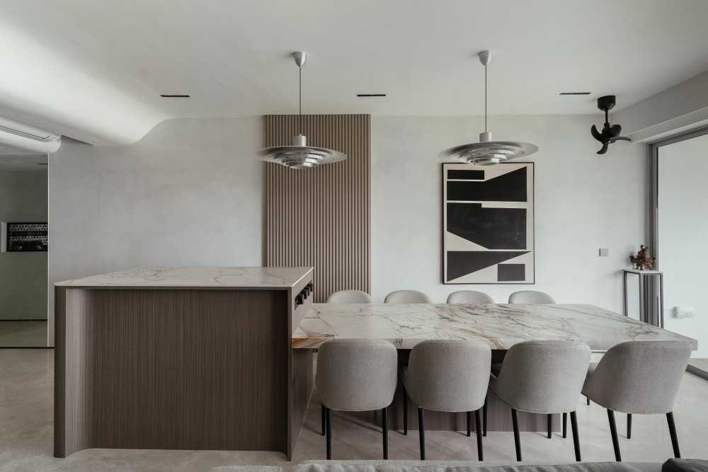 Modern Dining Room with Ceiling Light and Dining Table