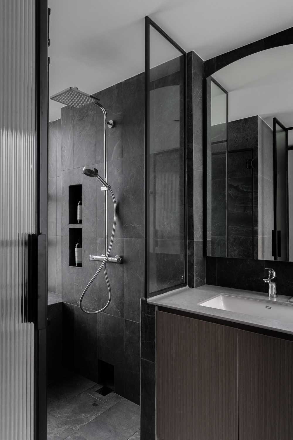 Modern Bathroom with Shower Screen and Showers
