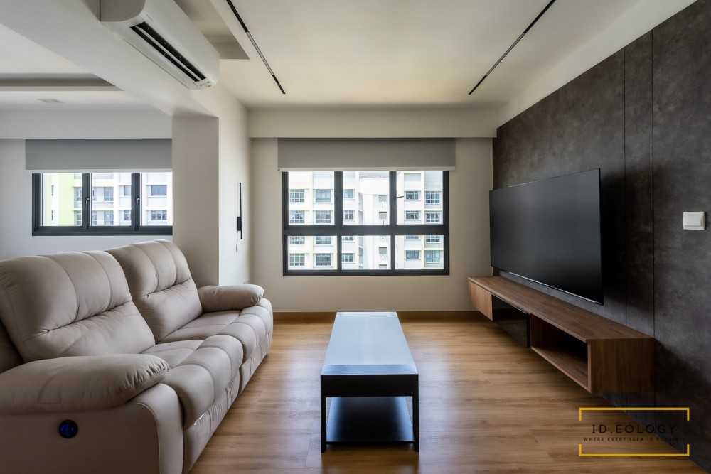 Modern Living Room with Vinyl Flooring and TV Console