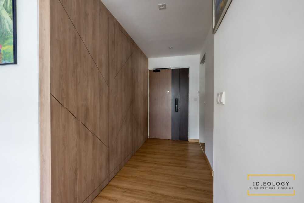 Modern Hallway with Vinyl Flooring and Feature Wall