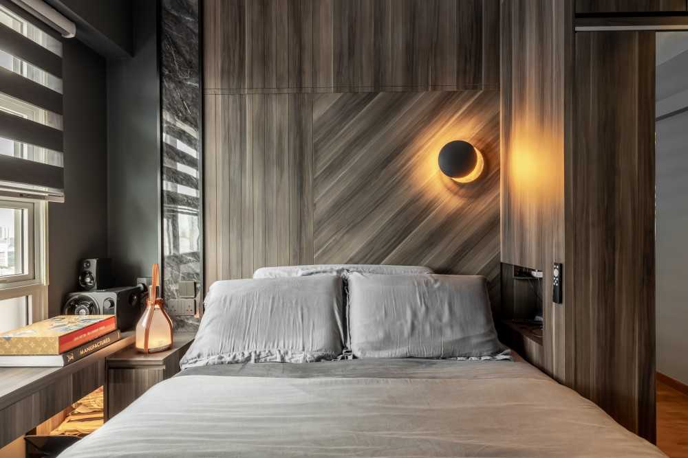 Modern Bedroom with Drop Light and Built-in Bed