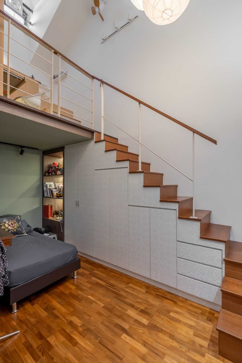 Minimalist Mezzanine with Loft and Bedside Table