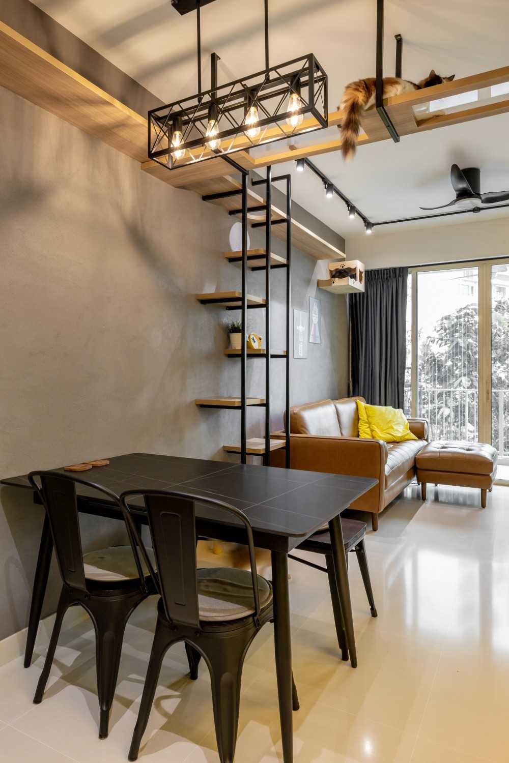 Industrial Dining Room with Dining Table and Dining Chairs