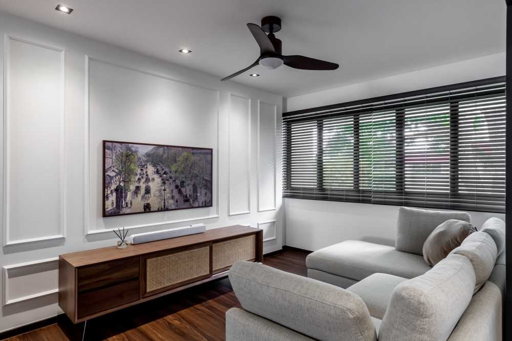Country Living Room with Downlights and Sofa