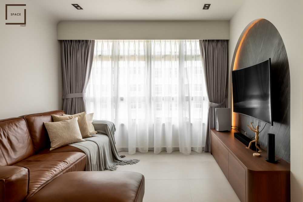 Contemporary Living Room with TV Console and Sofa