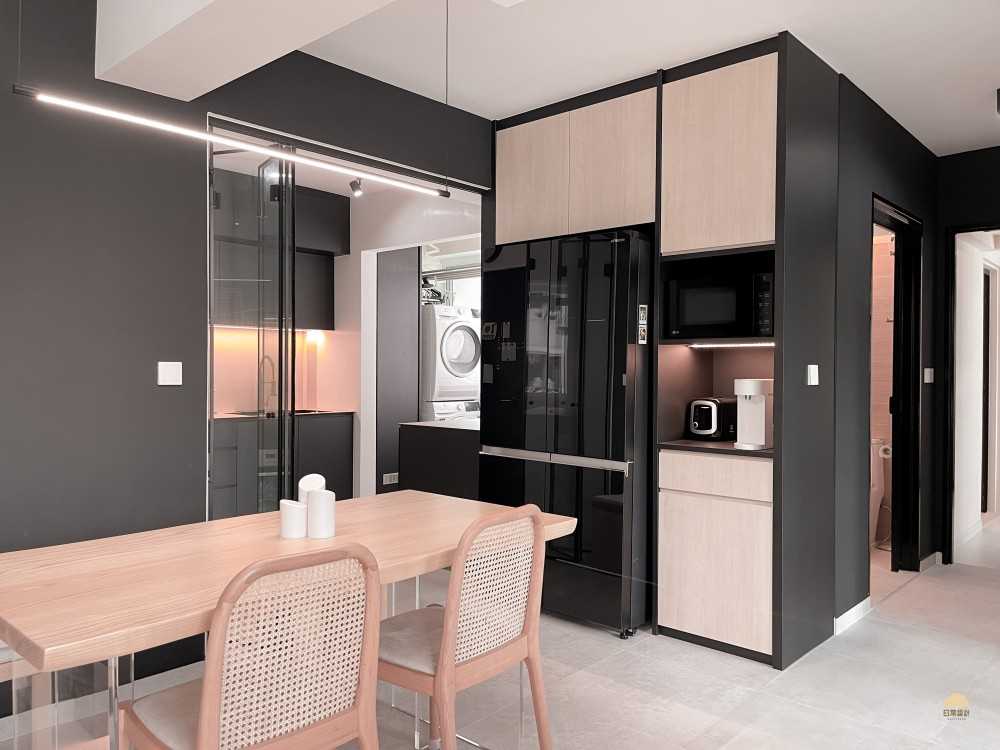 Scandinavian Dining Room with Dining Table and Café Table