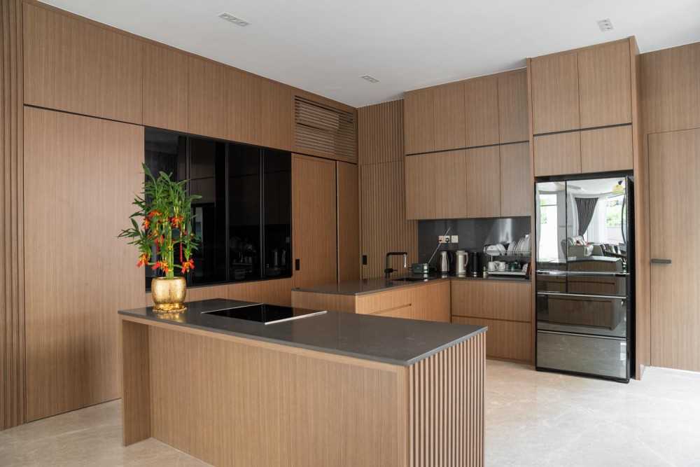 Contemporary Kitchen with Cement Floor and Granite Floor