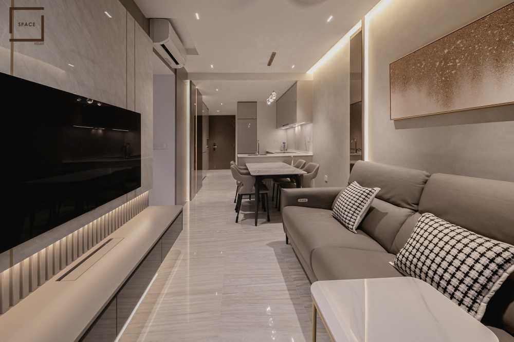 Modern Living Room with TV Console and Sofa