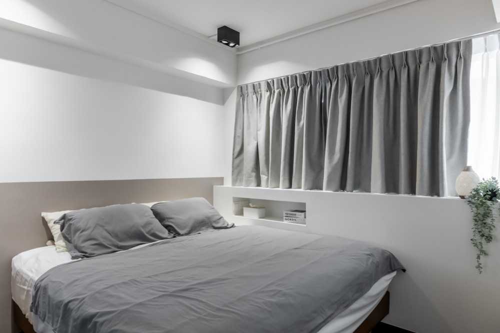 Scandinavian Bedroom with Platform Bed and Queen Bed