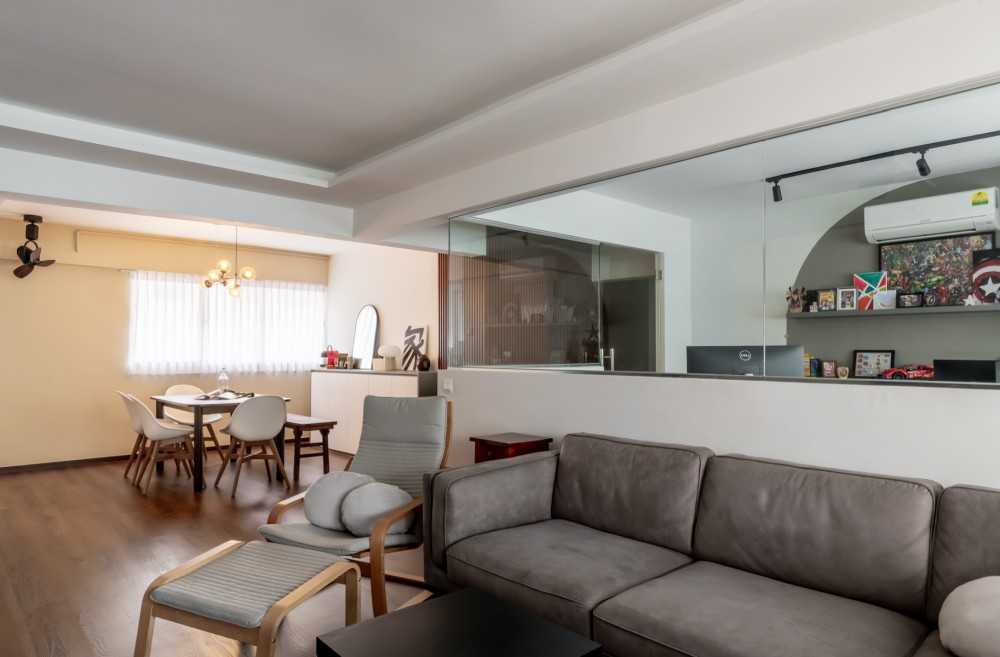 Scandinavian Living Room with Sofa and Armchairs