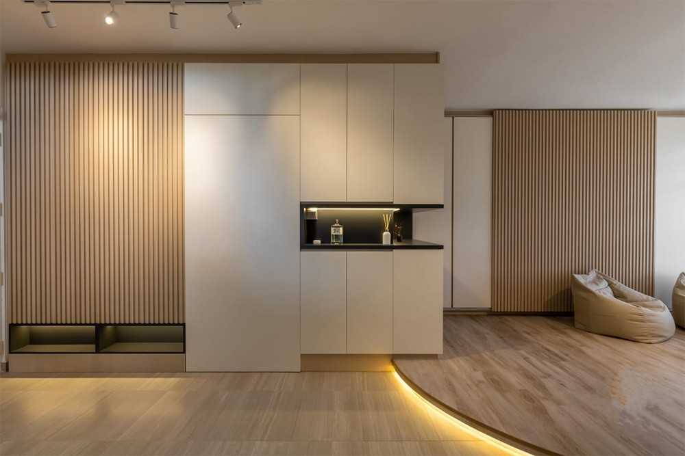 Asian Entryway with Small Storage and Shoe Cabinets