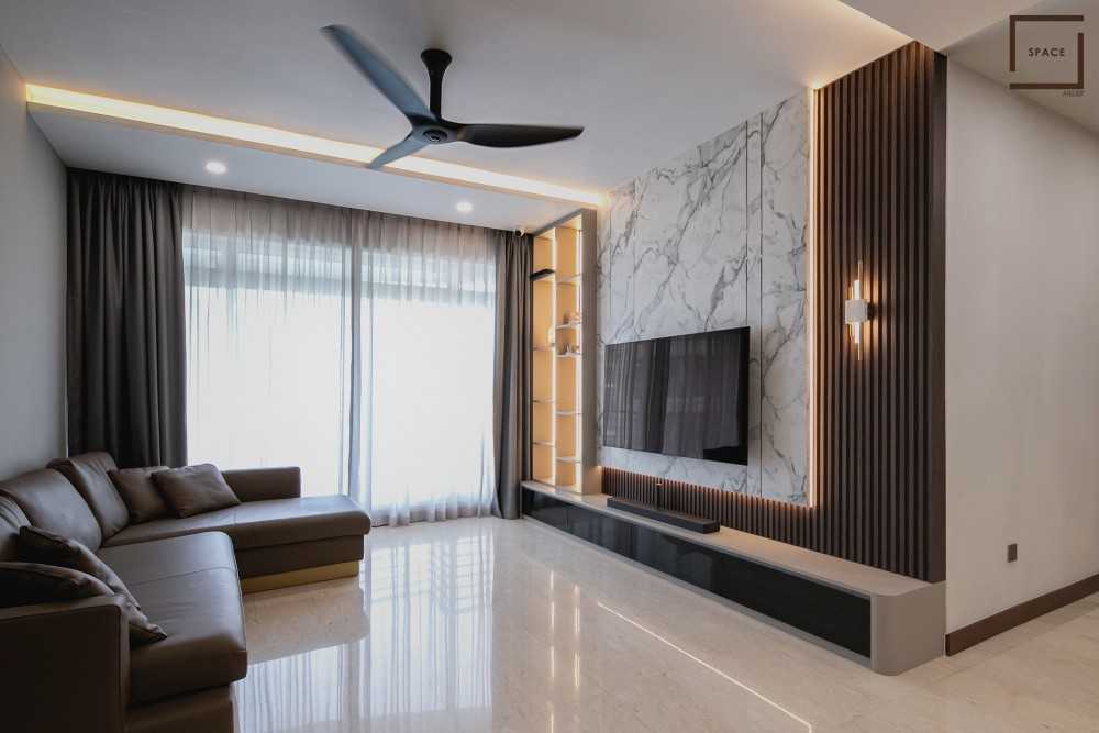 Contemporary Living Room with TV Console and Sofa