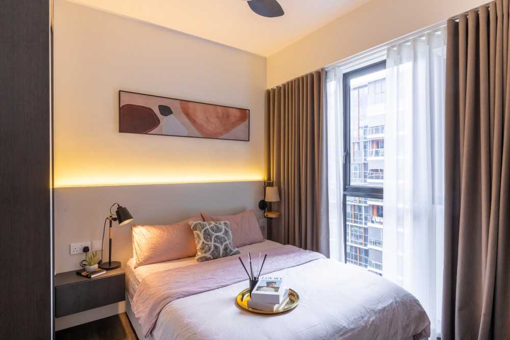 Contemporary Bedroom with Platform Bed and Built-in Bed