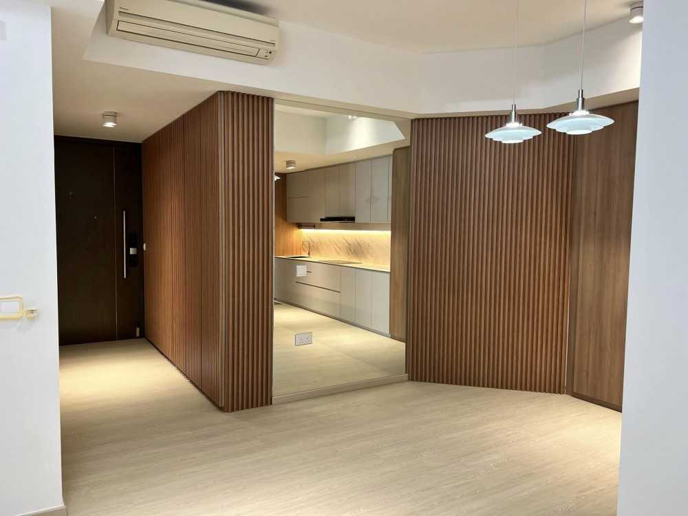 Scandinavian Dining Room with Drop Light and Cove Lighting