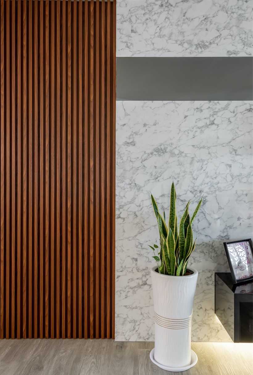Scandinavian Living Room with Feature Wall and Cove Lighting