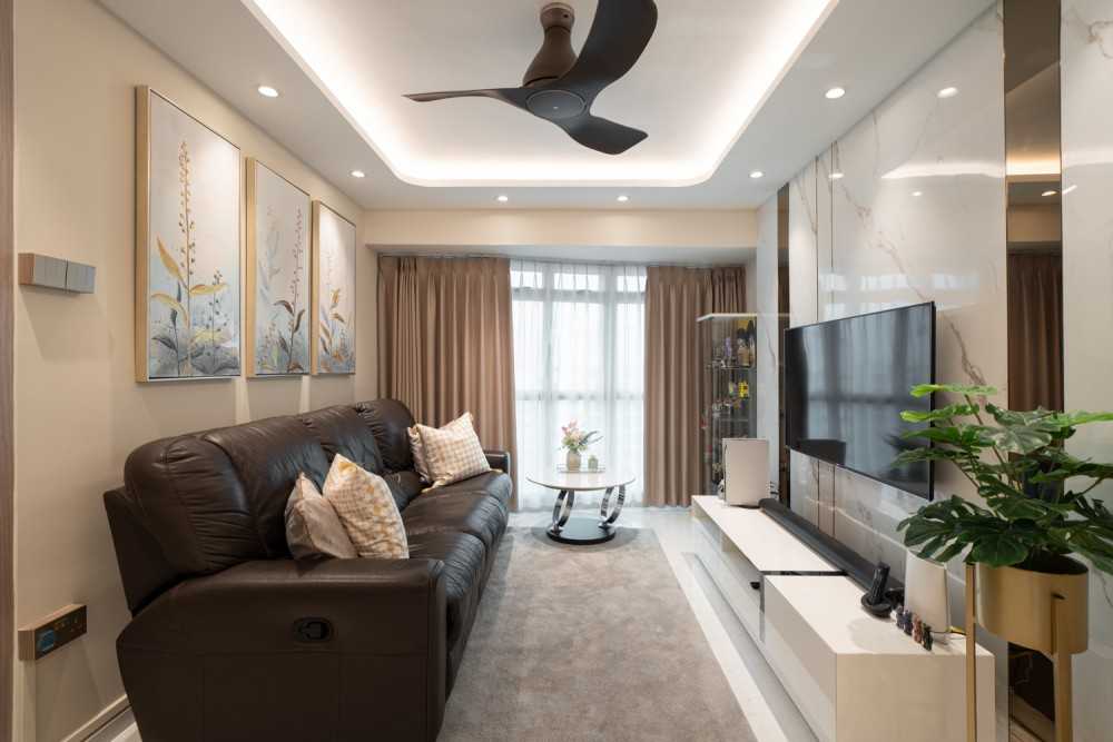 Modern Living Room with TV Console and Feature Wall
