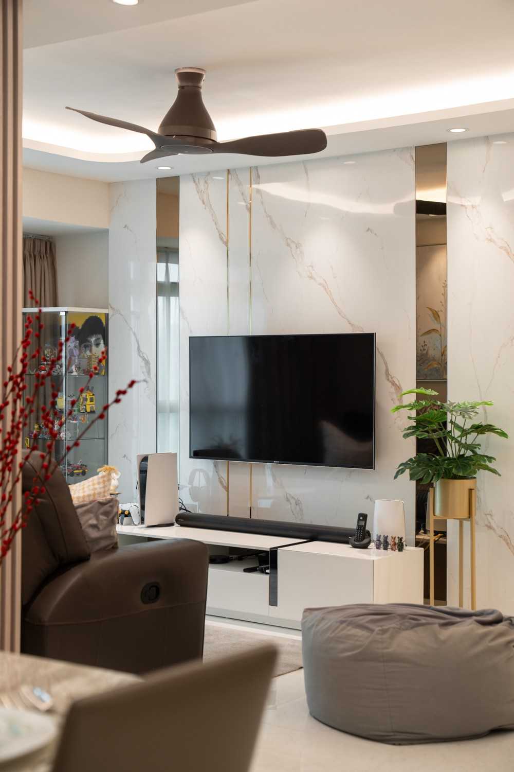 Modern Living Room with TV Console and Feature Wall