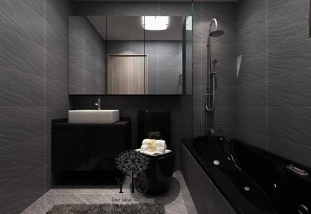 Contemporary Bathroom with Homogeneous Tiles and Mirror