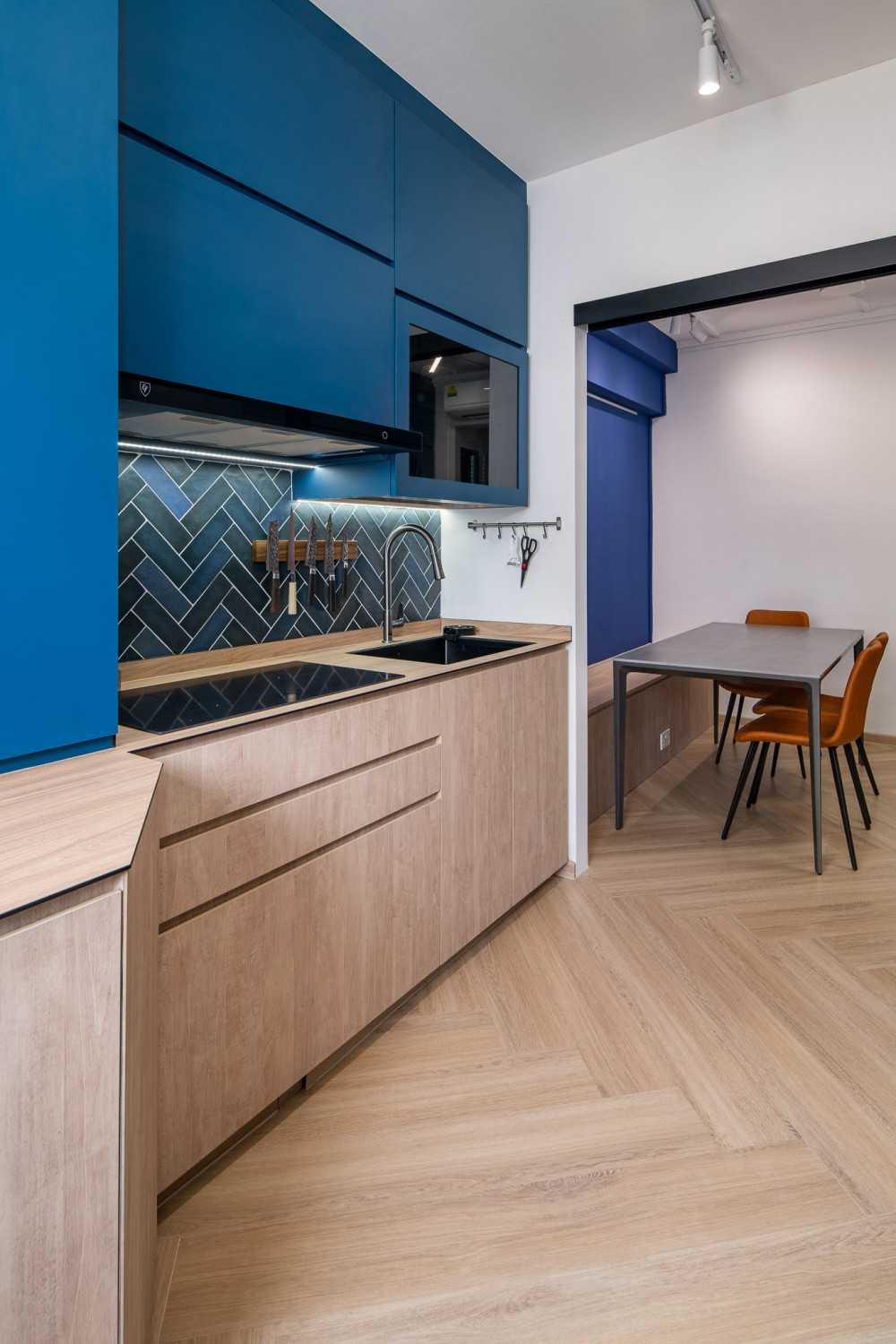 Eclectic Kitchen with Countertop and Vinyl Flooring