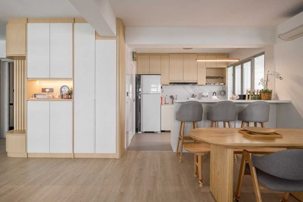 Scandinavian Kitchen with Countertop and Vinyl Flooring