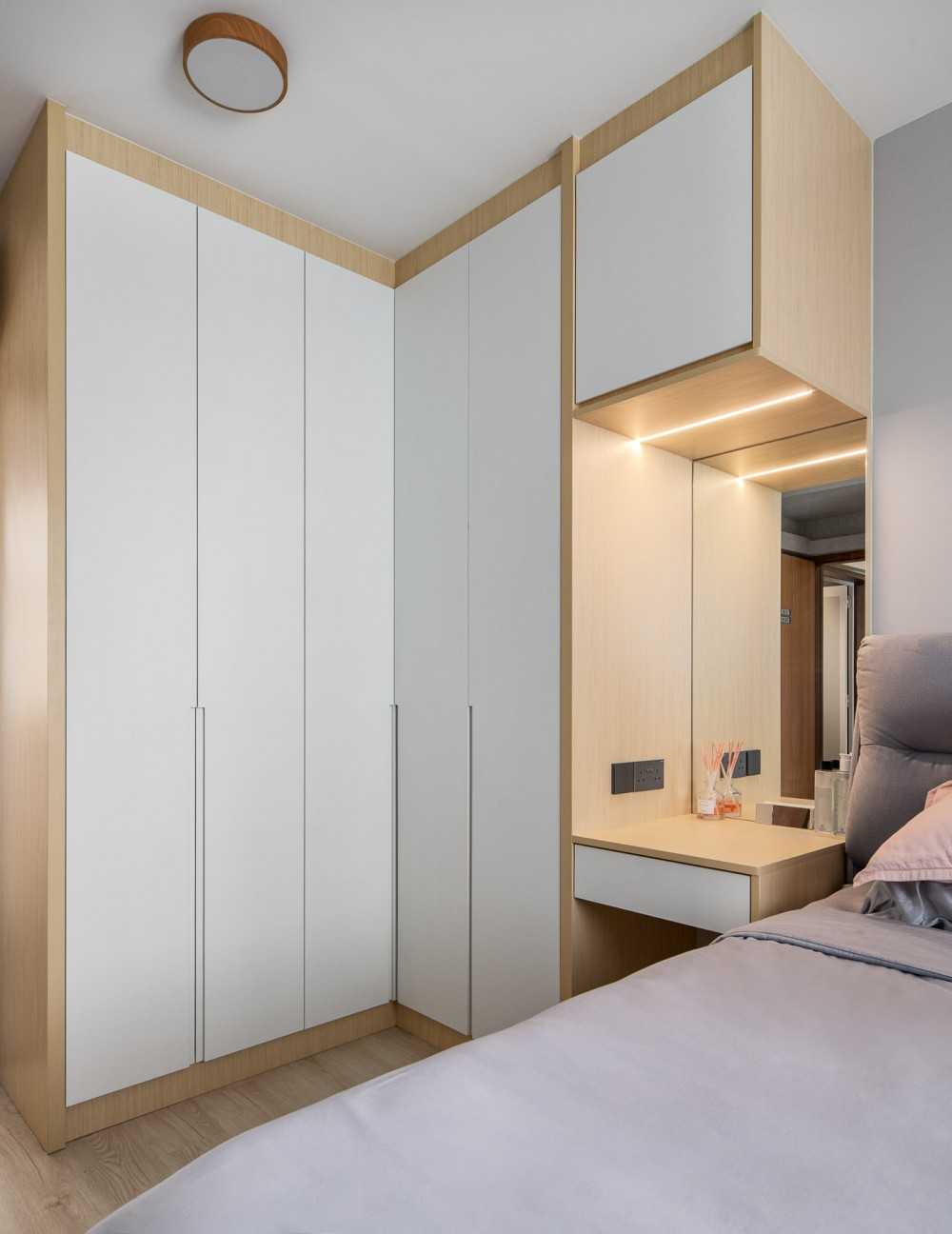 Scandinavian Bedroom with Vinyl Flooring and Wardrobe