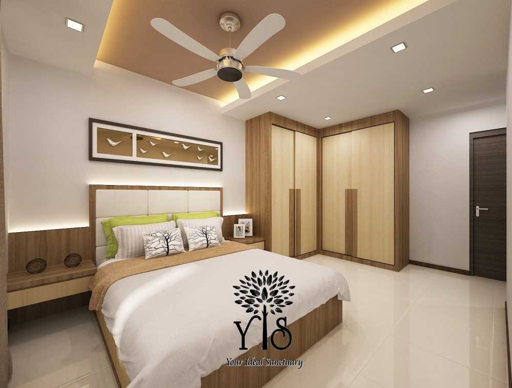Scandinavian Bedroom with Cove Lighting and Drop Ceiling