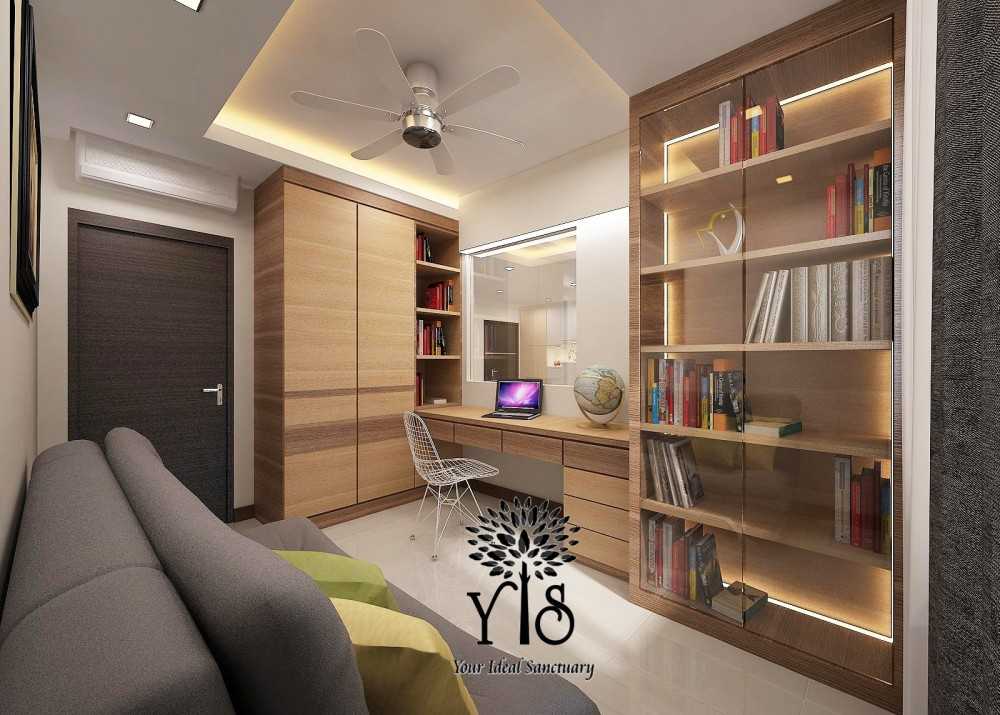 Scandinavian Study with Bookshelf and Cove Lighting