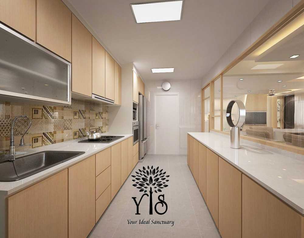 Scandinavian Kitchen with Countertop and Kitchen Window