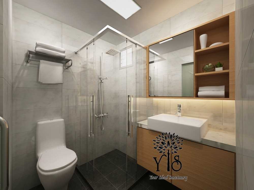 Scandinavian Bathroom with Homogeneous Tiles and Mirror