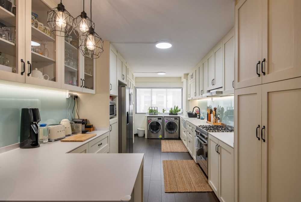 Country Kitchen with Countertop and Homogeneous Tiles