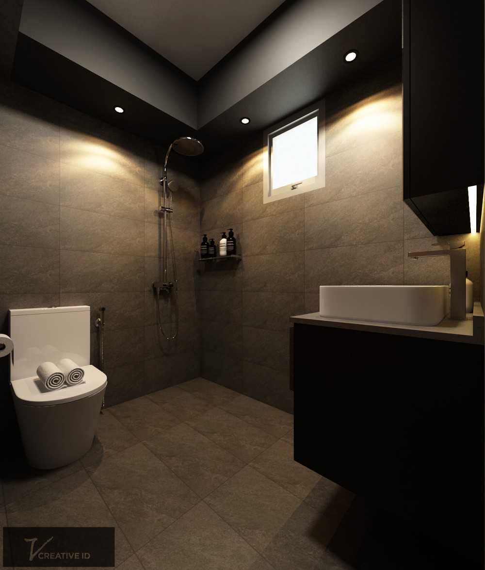 Industrial Bathroom with Granite Floor and Bathroom Accessories