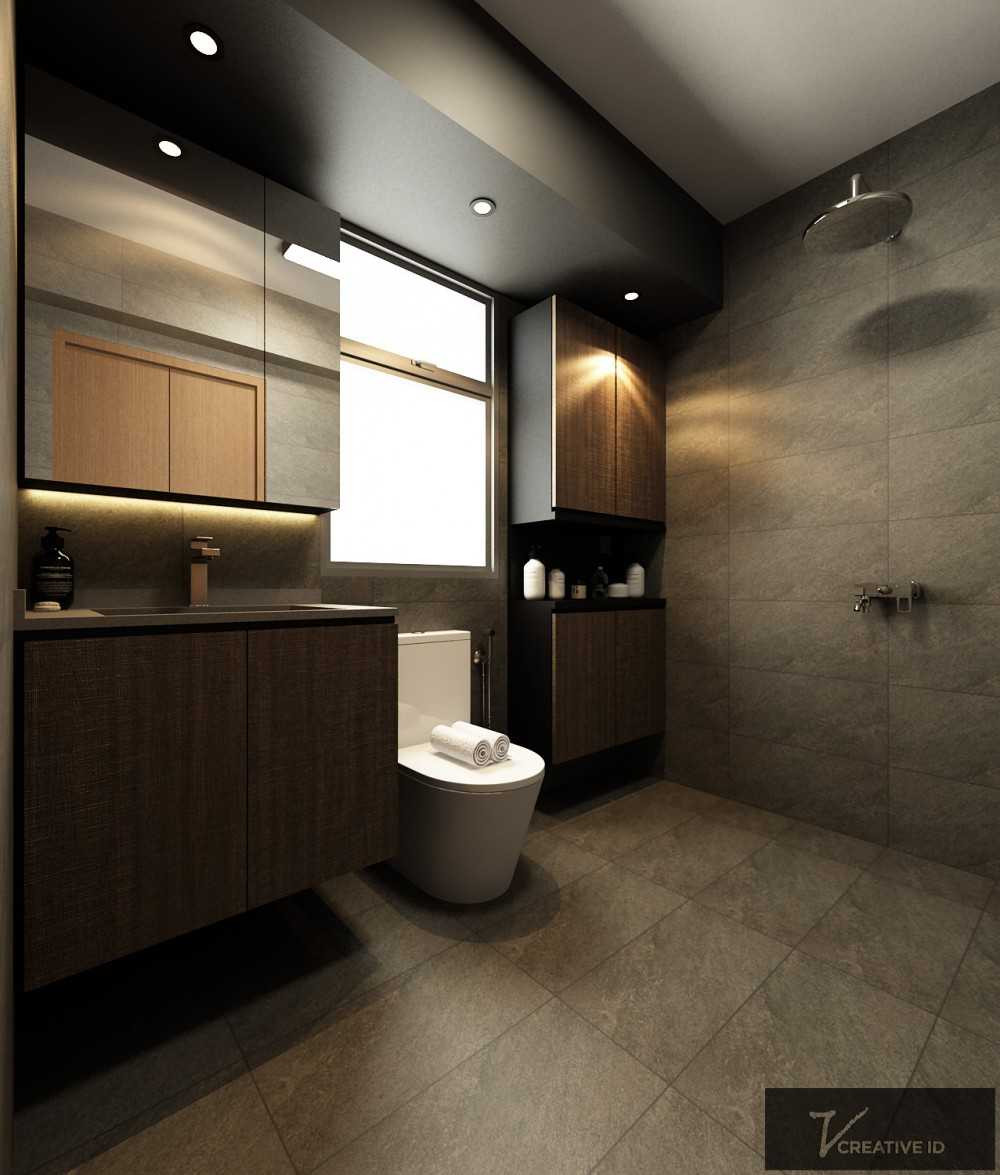 Industrial Bathroom with Granite Floor and Rainshower
