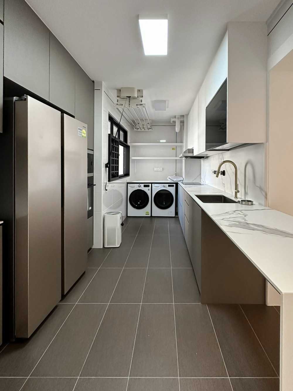 Scandinavian Kitchen with Kitchen Window and Kitchen Island
