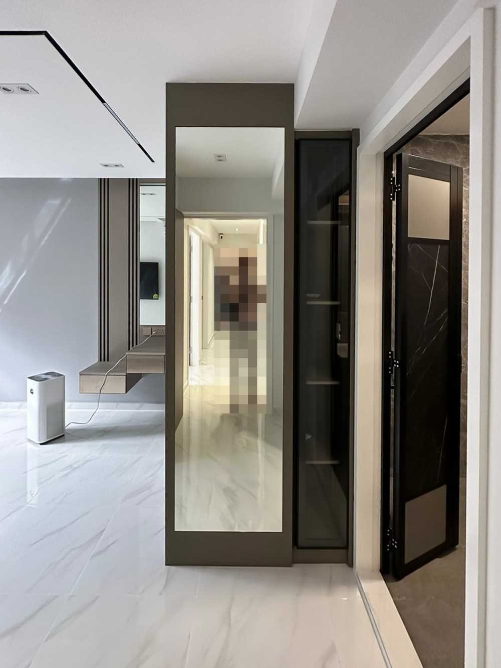 Scandinavian Bedroom with Mirror and Wardrobe